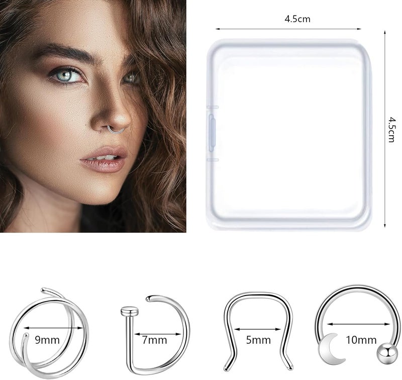 ONESING 20-30 Pcs Septum Rings 16G Septum Jewelry - Surgical Steel Piercings Horseshoe Helix Daith Smiley Tragus Lip Rings Nose Hoop Hinged Seamless Piercing Jewelry for Women Men - Image 3